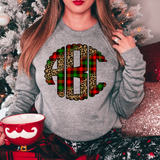 Custom Glitter Effect Leopard Plaid Monogram DTF Print