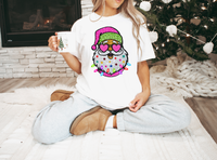 Glitter Effect Santa with Sunnies DTF Print