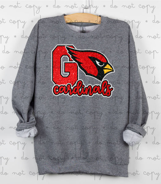 Go Cardinals Glitter Effect DTF Print