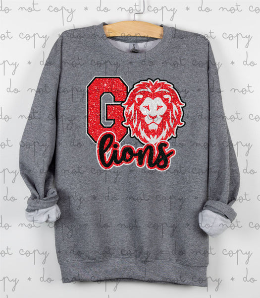 Go Lions Glitter Effect DTF Print