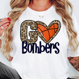 Go Bombers Basketball Leopard Heart DTF Print