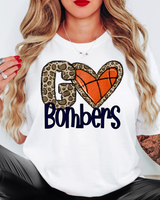 Go Bombers Basketball Leopard Heart DTF Print