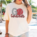 Go Cardinals Baseball Faux Glitter DTF Mock