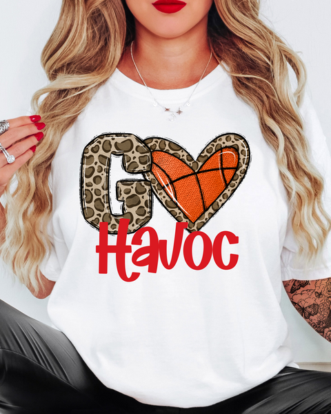 Go Havoc Basketball Leopard Heart DTF Print