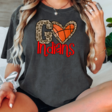 Go Indians Basketball Leopard Heart DTF Print