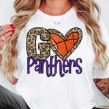 Go Panthers Basketball Leopard Heart DTF Print