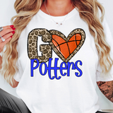 Go Potters Basketball Leopard Heart DTF Print