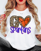 Go Spartans Basketball Leopard Heart DTF Print