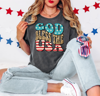 God Bless The USA Retro Wave DTF Print