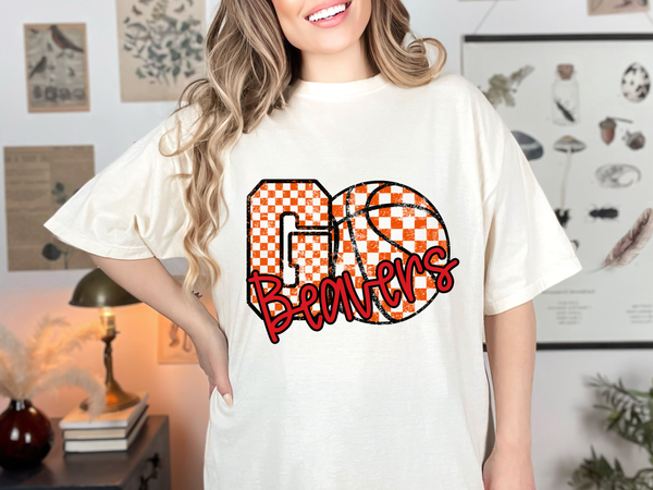 Beavers Go Basketball Checker DTF Print