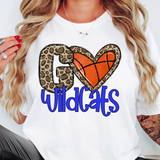 Go Wildcats Basketball Leopard Heart DTF Print
