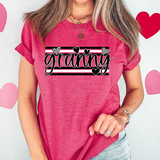 Granny Black and White Hearts DTF Print