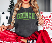 Grinch University Glitter Effect DTF Print