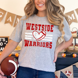 Westside Warriors Grunge Heart Football DTF Print