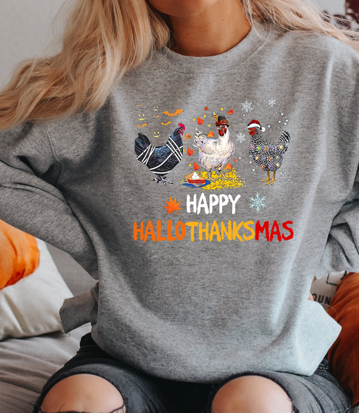 Happy HalloThankMas Chicken DTF Print