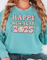 Retro Happy New Year 2025 DTF Print