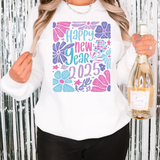 Happy New Year 2025 Boho Floral DTF Print