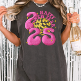 Happy New Year 2025 Pink Gold DTF Print