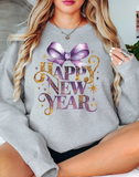 Happy New Year Coquette Purple Bow DTF Print