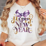 Happy New Year Coquette Purple Bow DTF Print