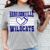 Harrisonville Wildcats Football Heart Grunge DTF Print