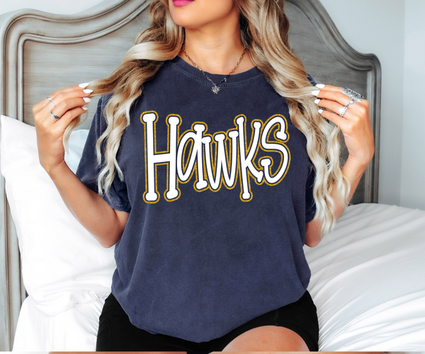 Funky Hawks Faux Glitter Outline DTF Print