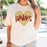 Hawks Faux Glitter Heart DTF Print