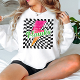 Hawks Checker Bolt Distressed DTF Print