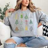 Doodle Christmas Trees Cross DTF Print