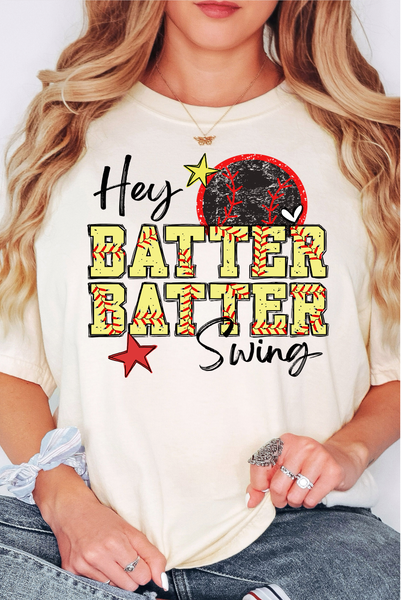 Hey Batter Batter Swing Softball DTF Print