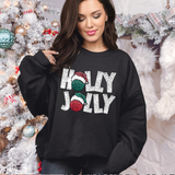 Holly Jolly Glitter Embroidery Effect DTF Print