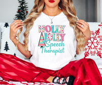 Holly Jolly Speech Therapist Christmas  DTF Print