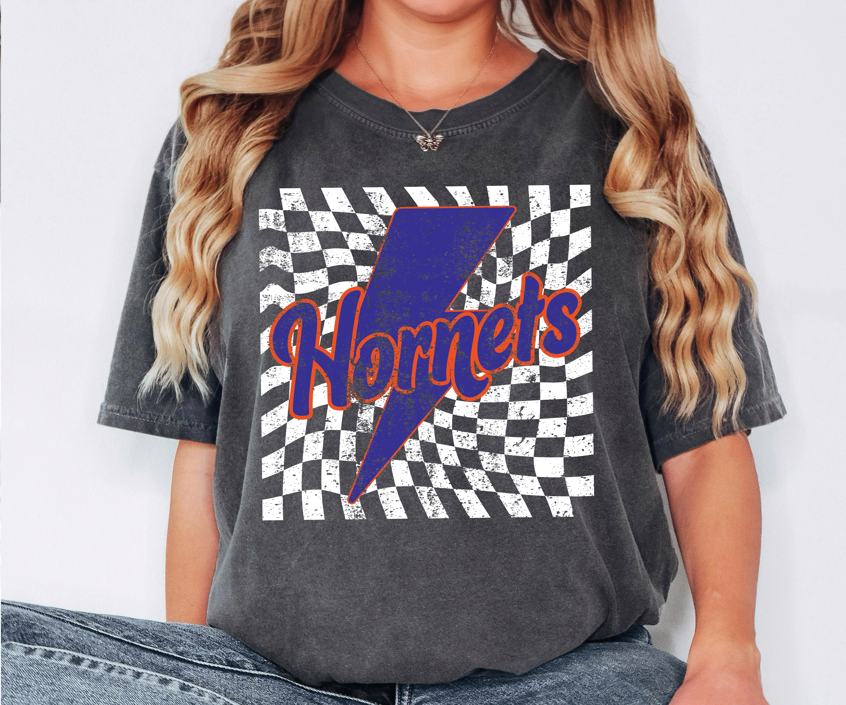 Hornets Checker Bolt DTF Print