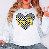 Hornets Retro Checker Heart DTF Print