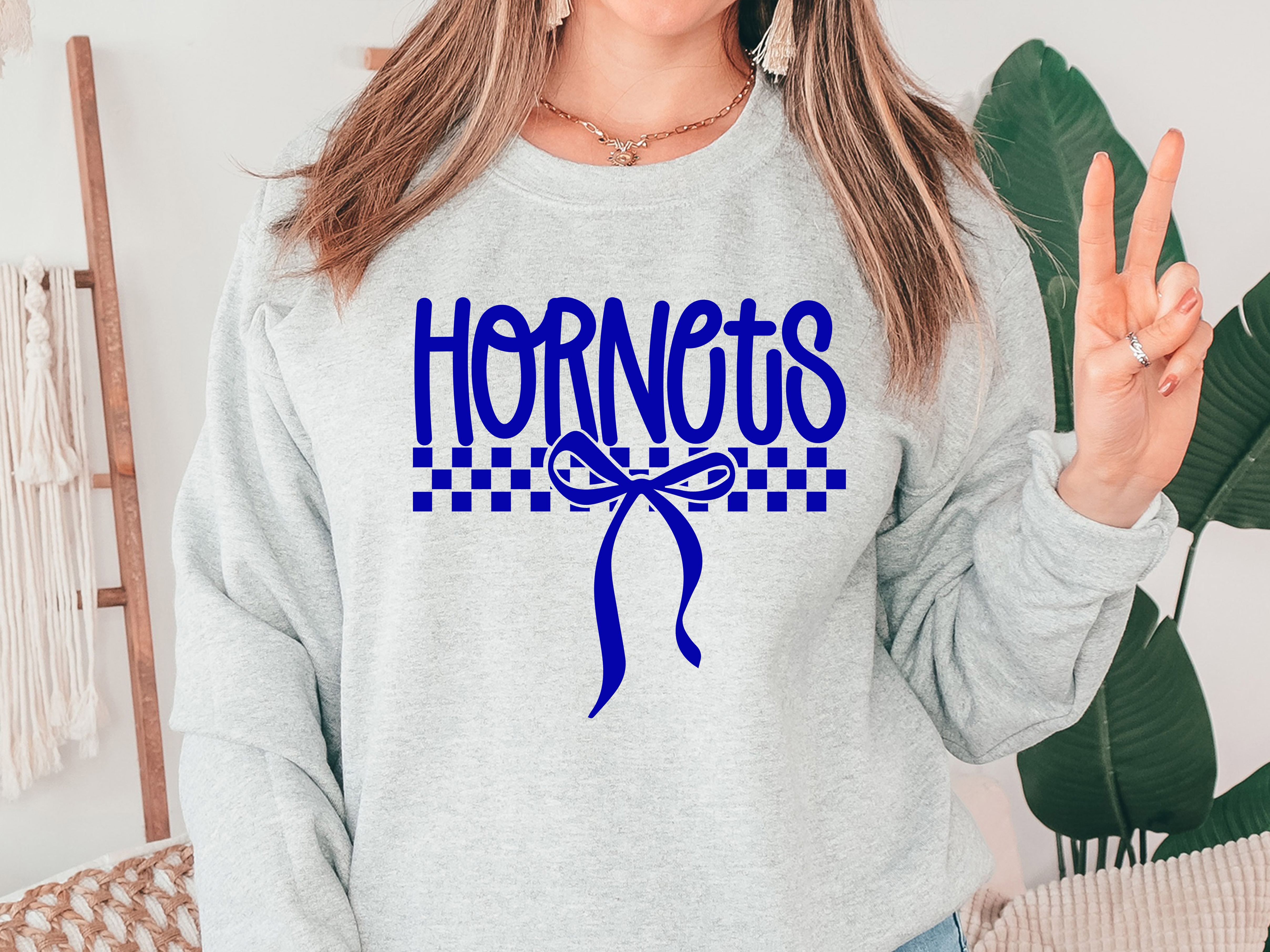 Hornets Simple Bow Checker DTF Print