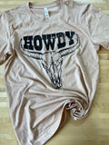 Grunge Howdy Bull Horns Screen Print LOW HEAT