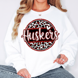 Huskers Glitter Effect Circle DTF Print