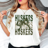 Huskers Matching Stacked Camo Greens DTF Print