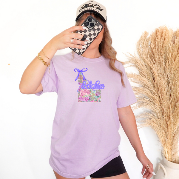 Idaho Floral State Purple Bow DTF Print
