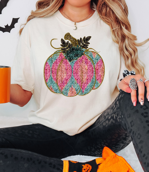 Ikat Pumpkin DTF Print