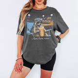 I Live Here Now Ball Field Raccoon Blackout DTF Print