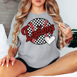 Indians Checker Baseball Heart DTF Print