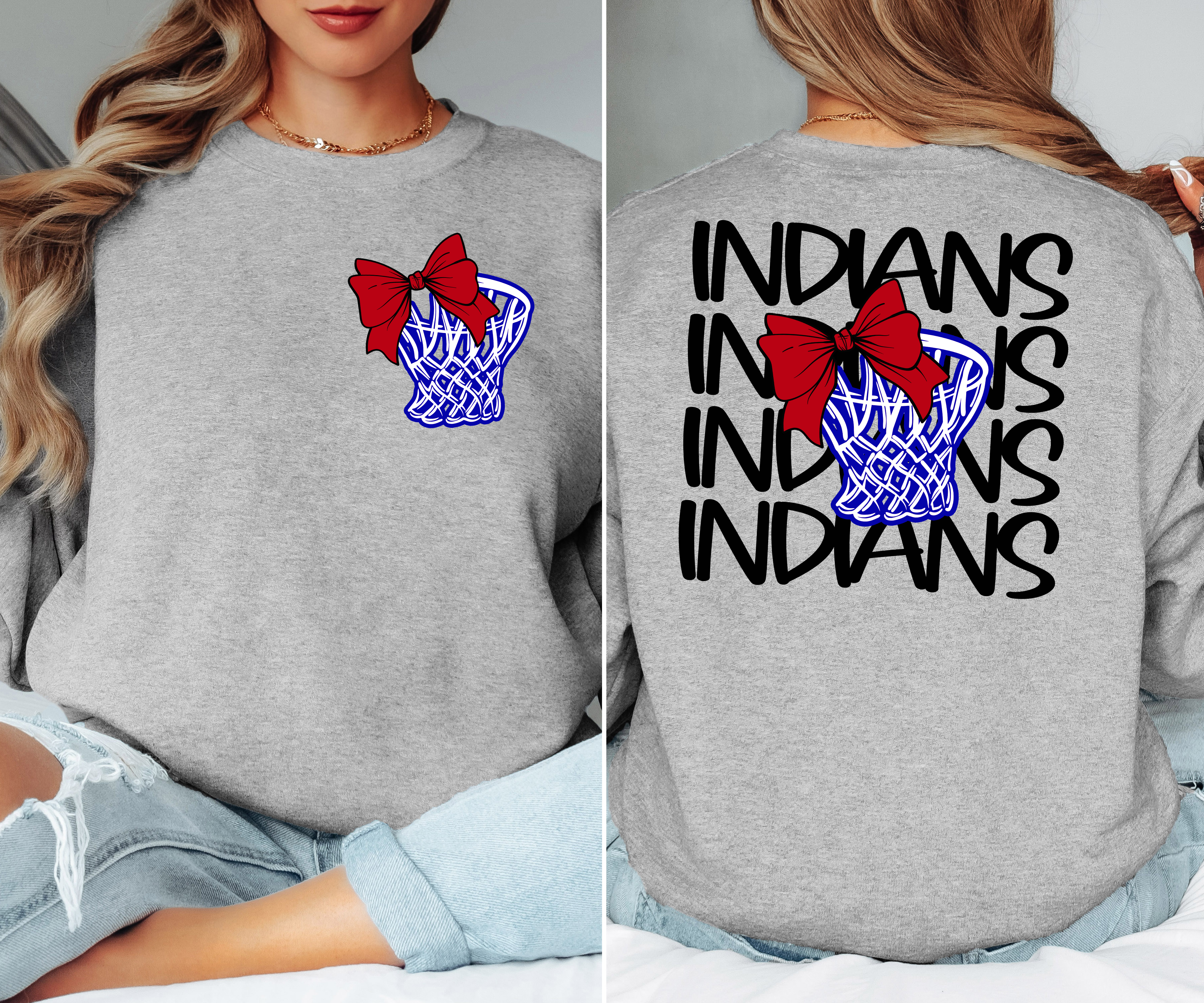 Indians Basketball Net Bow DTF Print