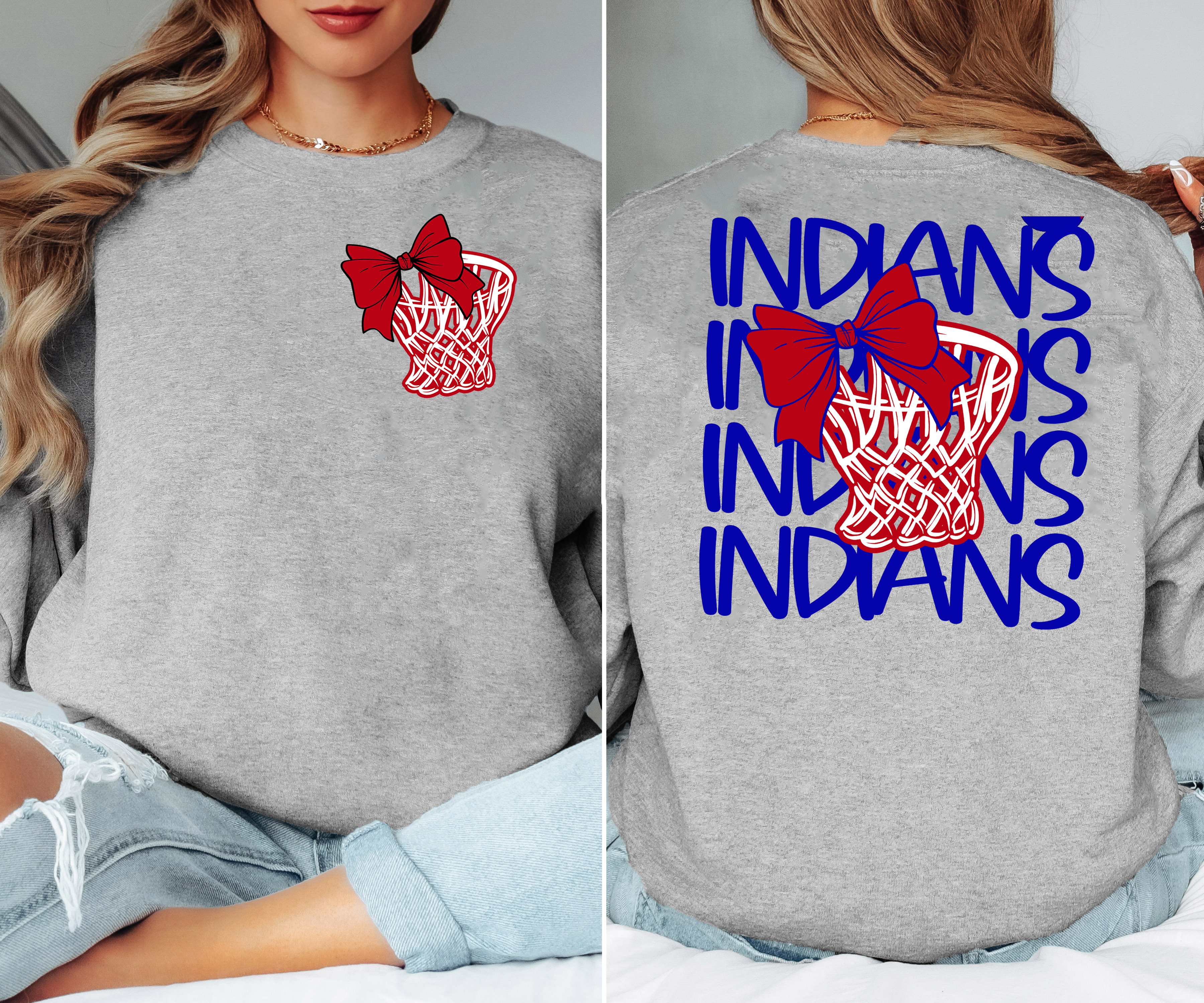Indians Basketball Net Bow DTF Print