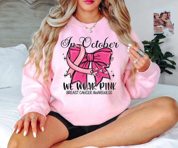 In October We Wear Pink Bow DTF Print