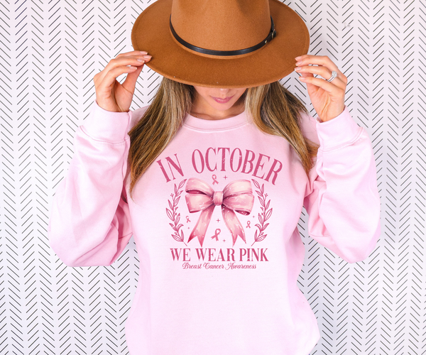 In October We Wear Pink Coquette Bow DTF Print