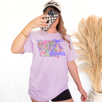 Iowa Floral State Purple Bow DTF Print
