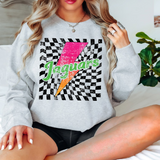 Jaguars Checker Bolt Distressed DTF Print