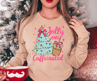 Jolly and Caffeinated Christmas DTF Print