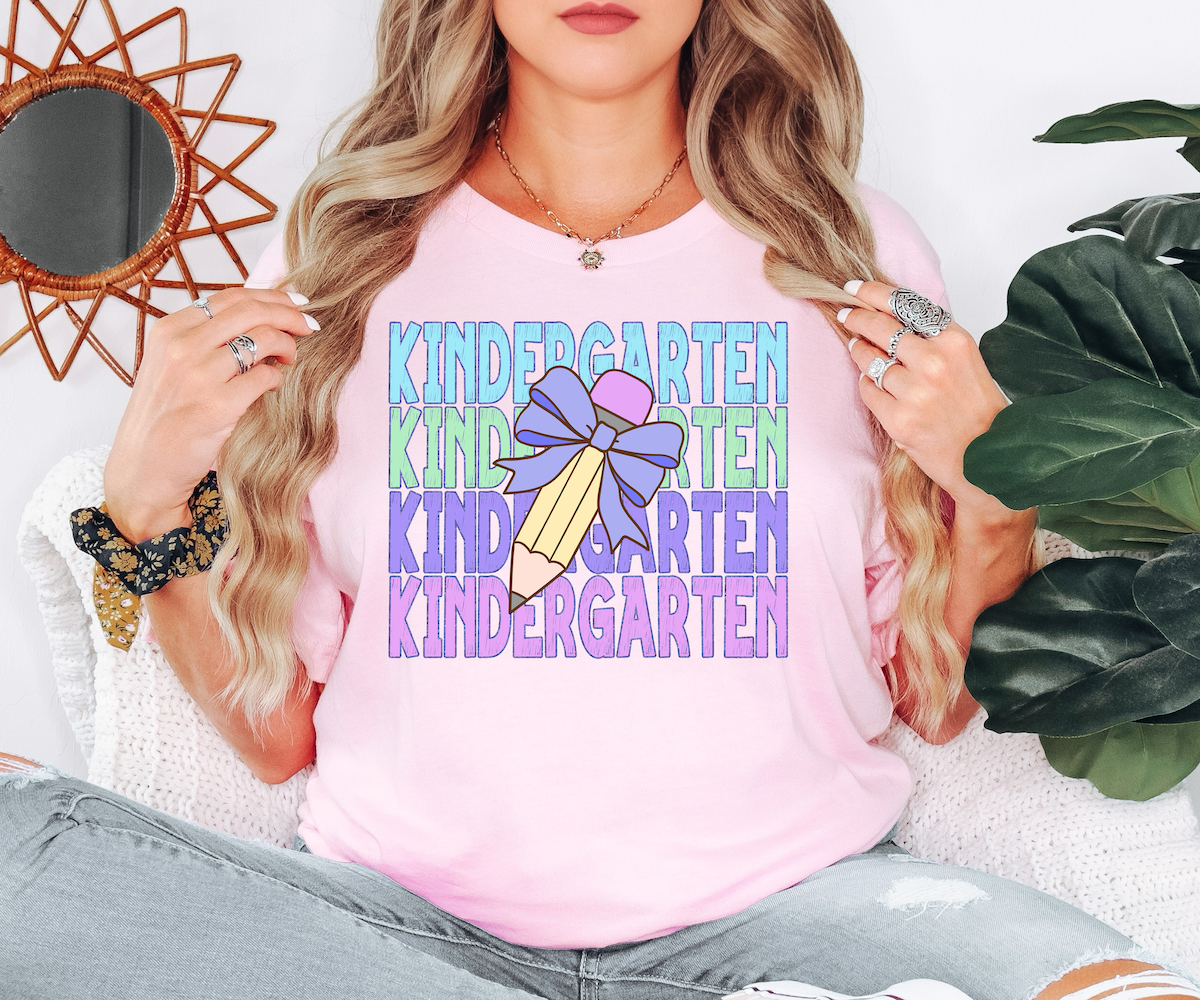 Back To School Repeat Pastel Purple Pencil Elementary DTF Print